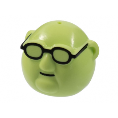 yellowish green minifigure head modified muppet bunsen honeydew black glasses pattern