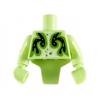 yellowish green torso modified short with ridged armor with black swirl pattern yellowish green arms yellowish green hands