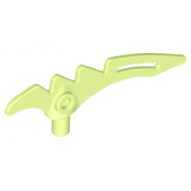 yellowish green minifigure weapon crescent blade serrated with bar