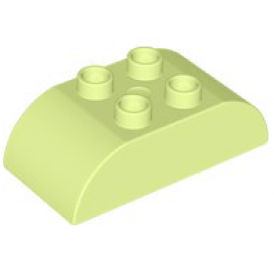 yellowish green duplo brick 2 x 4 slope curved double