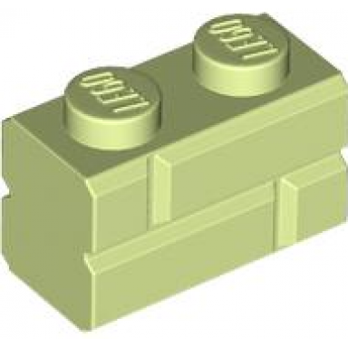 yellowish green brick modified 1 x 2 with masonry profile