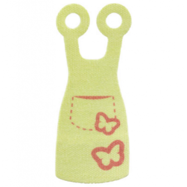 yellowish green mini doll skirt cloth apron with magenta pocket and butterflies pattern