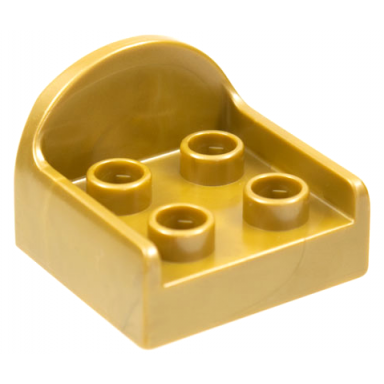flat dark gold duplo furniture chair with 4 studs and rounded back