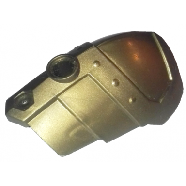 flat dark gold large figure armor shoulder with smooth layered plates and pin hole