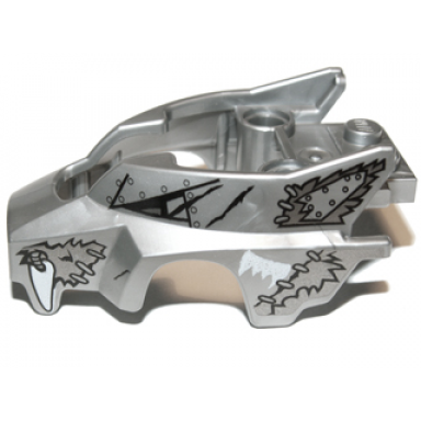 flat silver flywheel fairing wolf shape with fangs and black silver and white pattern