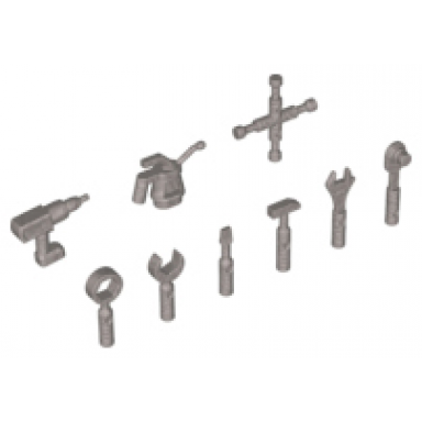 flat silver minifigure utensil tools 9 in bag multipack
