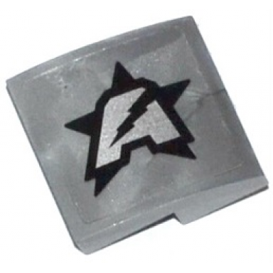 flat silver slope curved 2 x 2 x 2 3 with silver letter a on black star ultra agents logo pattern model left side sticker - sets 70162 70170