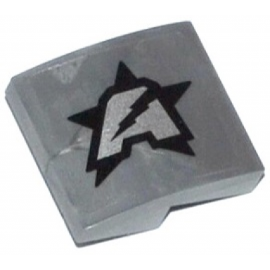 flat silver slope curved 2 x 2 x 2 3 with silver letter a on black star ultra agents logo pattern model right side sticker - sets 70162 70170