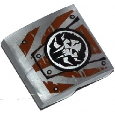 flat silver slope curved 2 x 2 x 2 3 with tiger stripes alien skull and rivets pattern sticker - set 70220