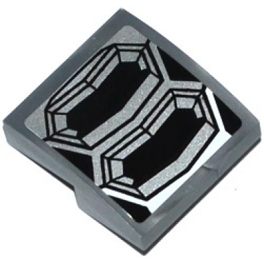 flat silver slope curved 2 x 2 x 2 3 with 2 octagonal exhausts pattern sticker - set 70223
