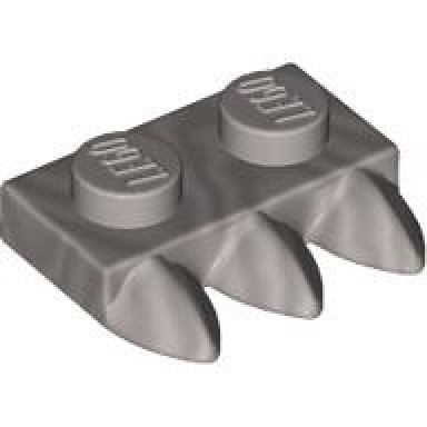 flat silver plate modified 1 x 2 with 3 teeth