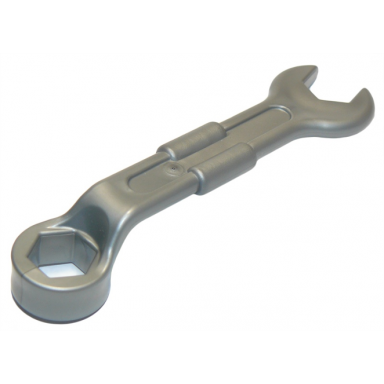 flat silver duplo utensil wrench with smooth handles