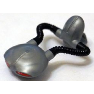 flat silver minifigure head modified manta with air tank black tubes and red eyes pattern