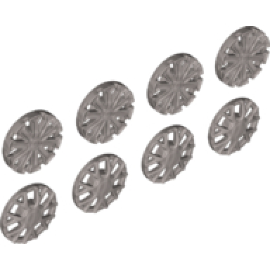 flat silver wheel cover 7 spoke y-shape and 10 spoke t-shape for wheel 18976 8 in bag - 4 of each multipack