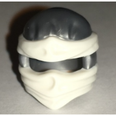 flat silver minifigure headgear ninjago wrap type 2 with molded white wraps and knot pattern