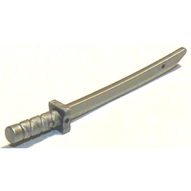 flat silver minifigure weapon sword shamshir katana square guard with capped pommel and holes in crossguard and blade
