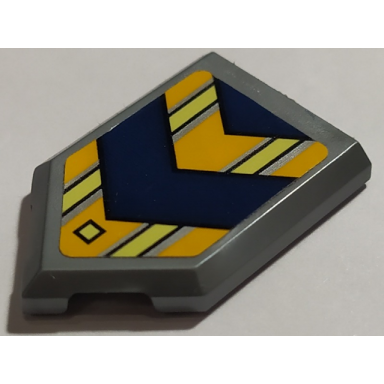 flat silver tile modified 2 x 3 pentagonal with dark blue arrows pattern sticker - set 70322