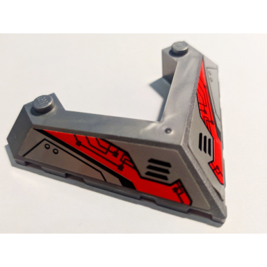 wedge 6 x 8 pointed cutout with black vents and lines and red armor panels pattern stickers - set 70323