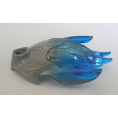 flat silver bionicle creature head mask with marbled trans-dark blue pattern