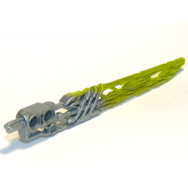 flat silver bionicle weapon protector sword with marbled lime pattern