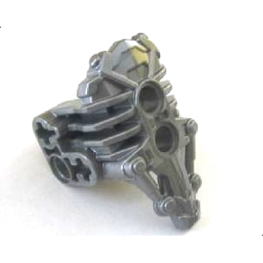 flat silver bionicle armor uniter with 2 pin holes on front axle and pin holes on sides