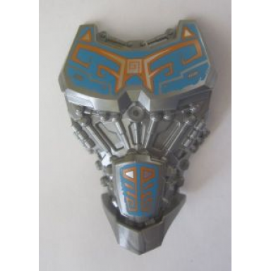 flat silver large figure torso with bionicle dark azure and orange pattern