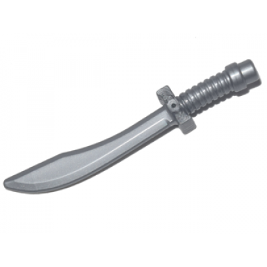flat silver minifigure weapon sword saber dao curved blade and hilt with bar end