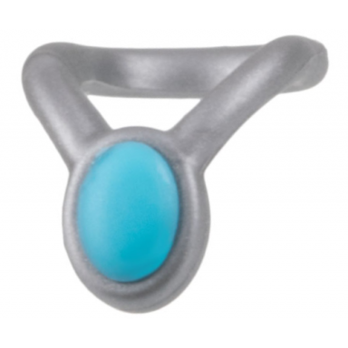 mini doll necklace amulet with molded medium azure stone pattern