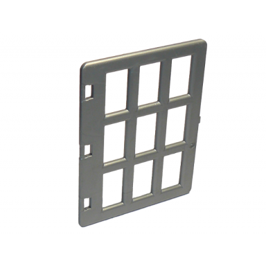 flat silver duplo door window pane 1 x 4 x 4 with 9 panes