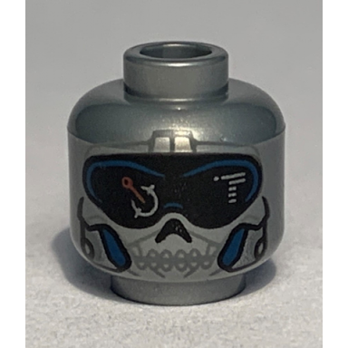 flat silver minifigure head skull mask black glasses with head-up display hud pattern