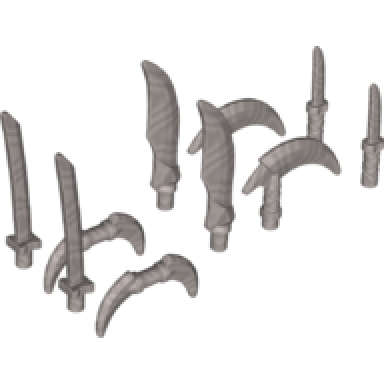 flat silver minifigure weapon pack hooks knives and swords 10 in bag multipack