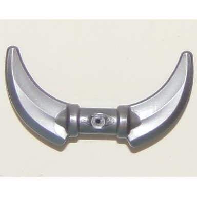 flat silver minifigure weapon hook with double blades