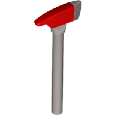 flat silver minifigure utensil axe pick end with molded red head pattern
