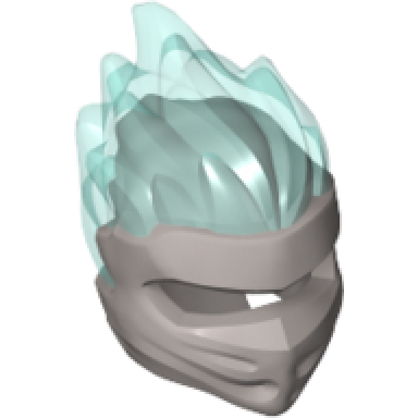 flat silver minifigure headgear ninjago wrap type 5 with molded trans-light blue flames pattern