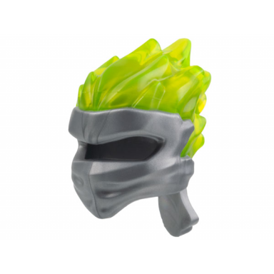 flat silver minifigure headgear ninjago wrap type 5 with molded trans-neon green flames pattern