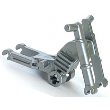flat silver motorcycle chassis long fairing mounts and foot pegs