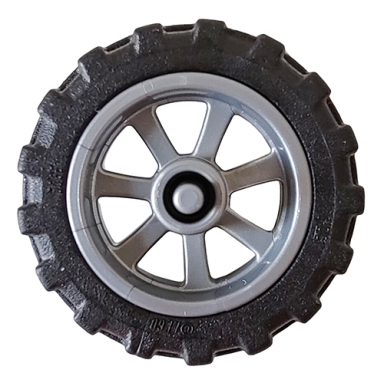 flat silver wheel 15mm d x 6mm city motorcycle with black tire 21mm d x 6mm city motorcycle 50862 50861