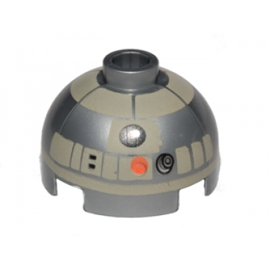 flat silver brick round 2 x 2 dome top with tan pattern astromech droid