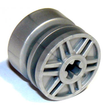 flat silver wheel 18mm d x 14mm with axle hole fake bolts and shallow spokes