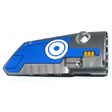 flat silver technic panel fairing 4 small smooth long side b with blue and white circles and milano spaceship pattern sticker - set 76021