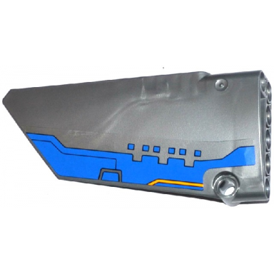 flat silver technic panel fairing 17 large smooth side a with blue milano spaceship pattern sticker - set 76021
