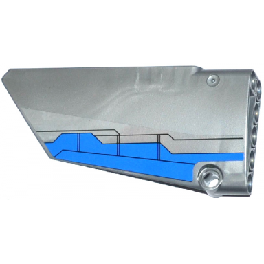 flat silver technic panel fairing 17 large smooth side a with blue airplane flaps pattern sticker - set 76021
