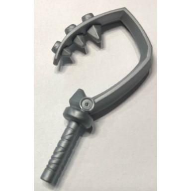 flat silver minifigure weapon hook with 3 spikes