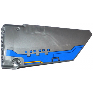 flat silver technic panel fairing 18 large smooth side b with blue milano spaceship pattern sticker - set 76021