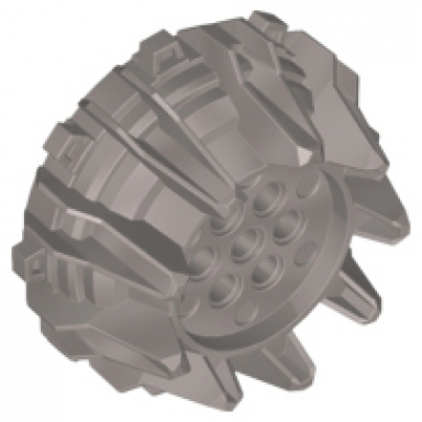 flat silver wheel hard plastic with small cleats and flanges