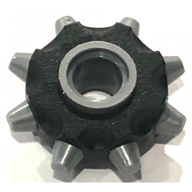 flat silver minifigure gear wheel rip-tire with black pattern