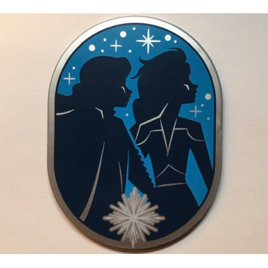 flat silver tile round 6 x 8 oval with frozen elsa and anna pattern