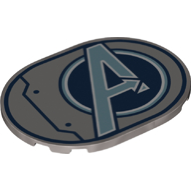 flat silver tile round 6 x 8 oval with avengers logo pattern