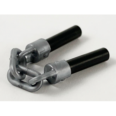 flat silver minifigure weapon nunchucks with black handles pattern