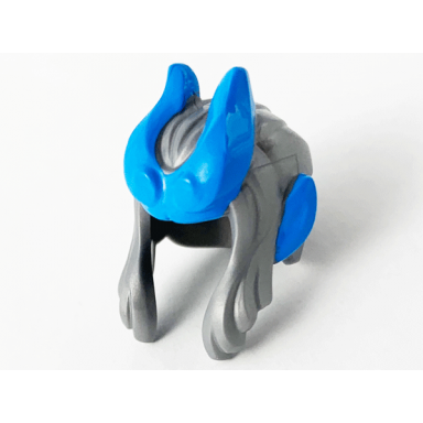 flat silver minifigure hair swept back with 2 side locks dark azure horns and pointed ears pattern